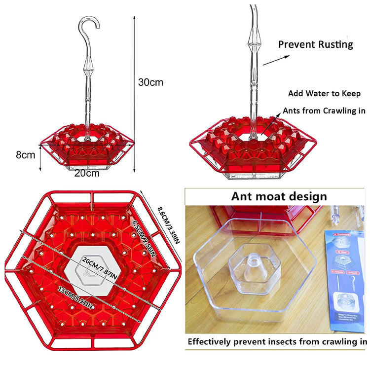 Ant-Proof Hummingbird Feeder – 30-Tube Hanging Bird Feeder