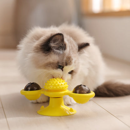 Rotating Windmill Cat Toy – Interactive Chew, Swat & Rub Toy
