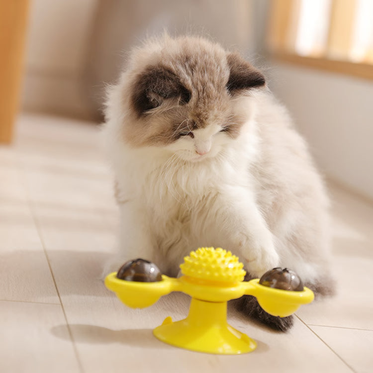 Rotating Windmill Cat Toy – Interactive Chew, Swat & Rub Toy