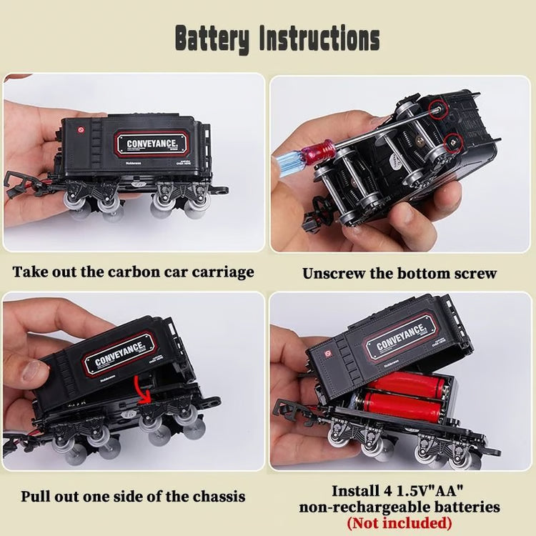 Electric Railway Train Set – Steam Locomotive with Smoke, Light & Sound