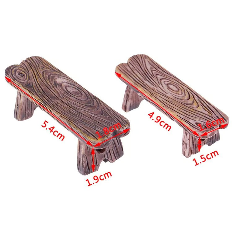 Mini Wooden Bench Set – Fairy Garden & Dollhouse Decoration
