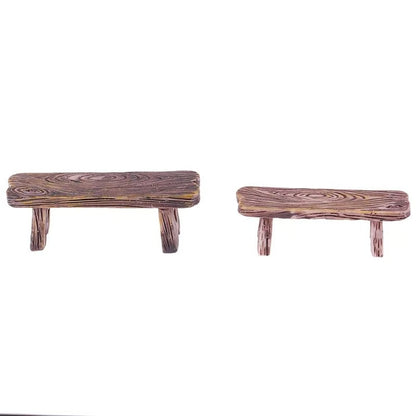 Mini Wooden Bench Set – Fairy Garden & Dollhouse Decoration