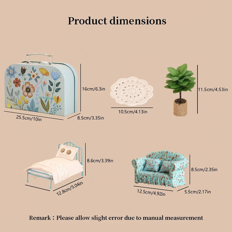 Miniature Dollhouse Furniture Set – 5-Piece Home Décor Accessories