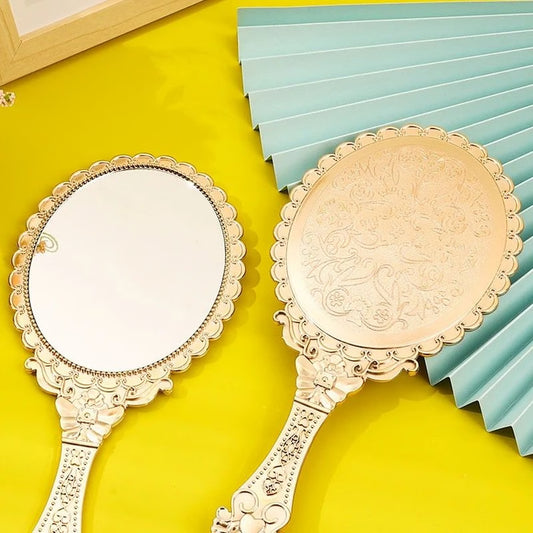 Rose Gold Vintage Handheld Mirror – Elegant Portable Vanity Mirror