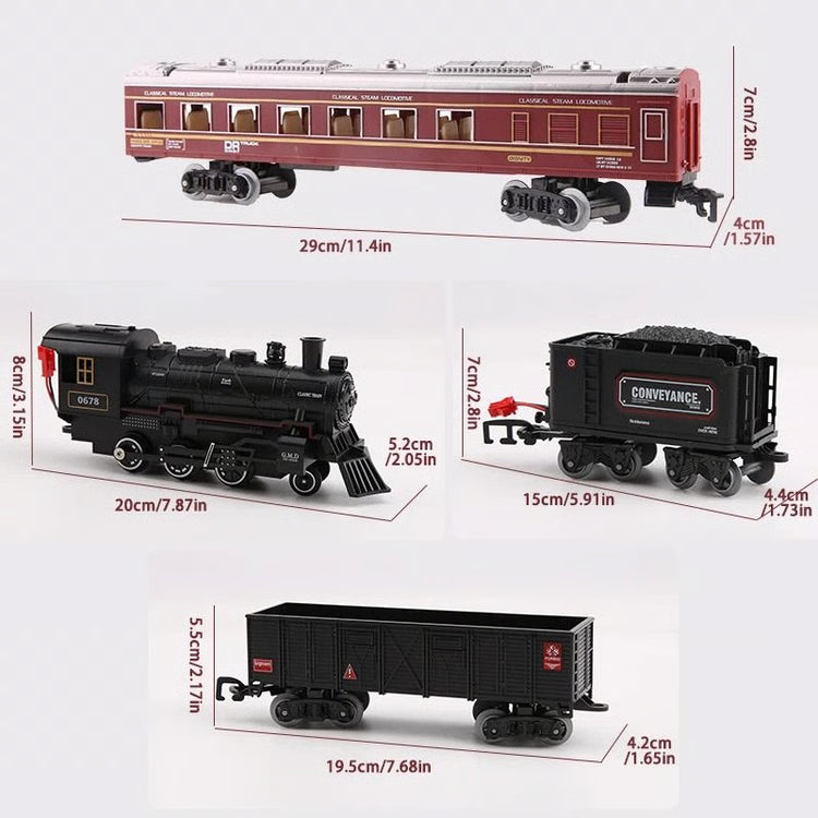 Electric Railway Train Set – Steam Locomotive with Smoke, Light & Sound